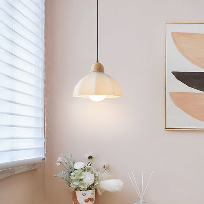 Traditionelle japanische Glas-Acryl-Blumenschirm-Pendelleuchte mit 1 Licht für Wohnzimmer 