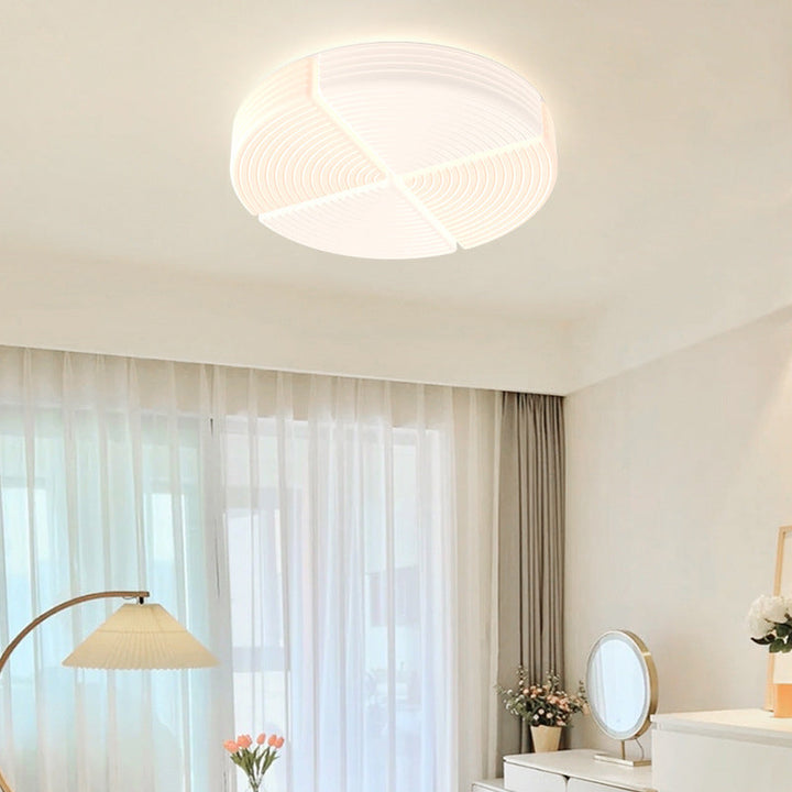 Plafonnier LED moderne à monture affleurante avec abat-jour en cube nervuré PE pour salon 