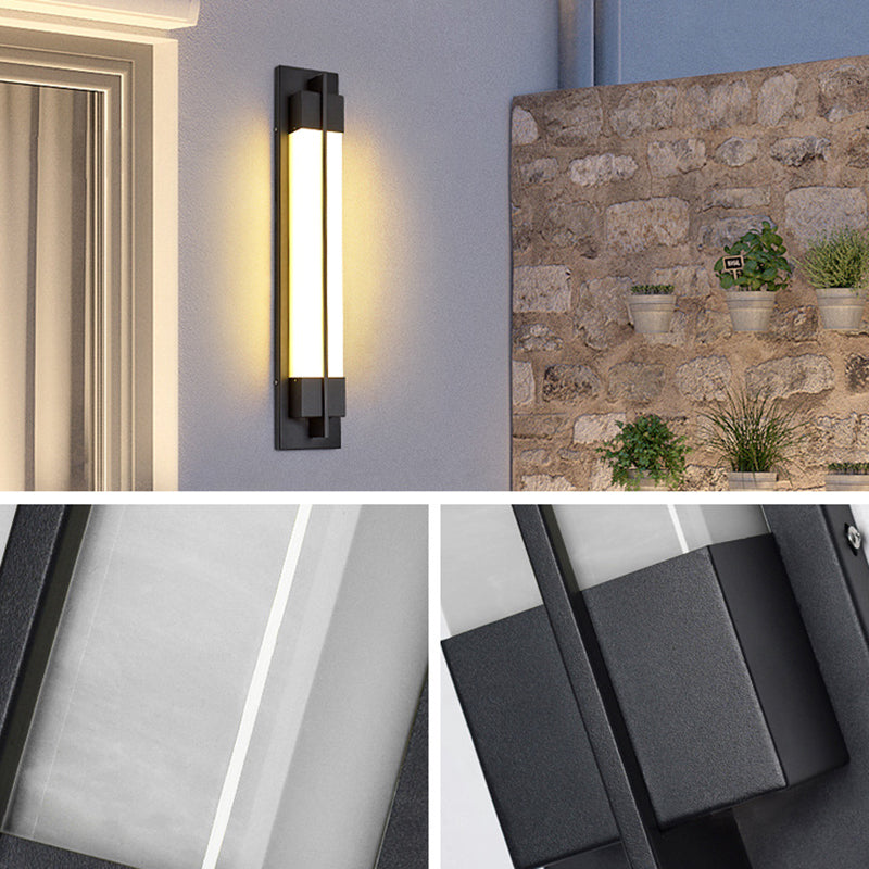 مصباح حائط LED مقاوم للماء بشكل مستطيل من الأكريليك بتصميم تقليدي يشبه الرخام الصيني للاستخدام في الفناء الخارجي 