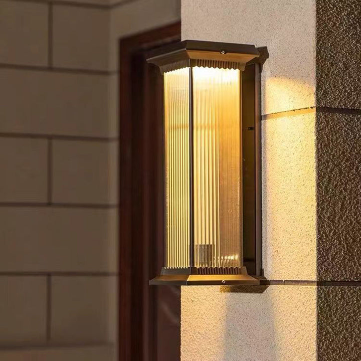 Moderno Minimalista Impermeable Rectángulo Aluminio Vidrio 1/2 Luz Aplique de Pared Exterior Para Jardín 
