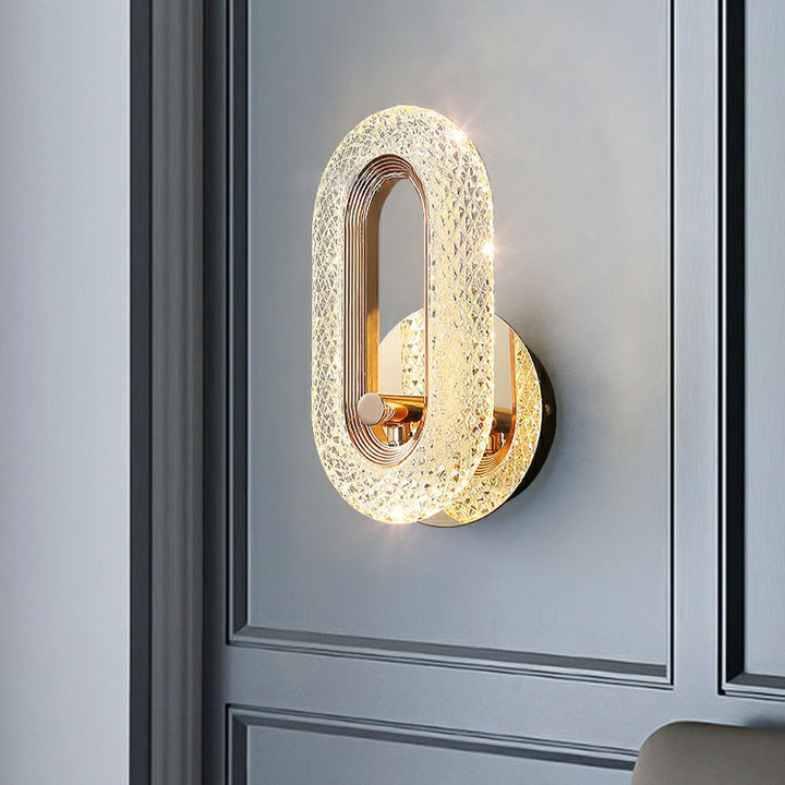 Contemporary Luxury Zinc Alloy Acrylic Shade Oval Ring LED Wall Sconce Lamp For Living Room
