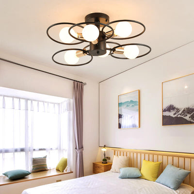 Nordischer Industrieller Blumenring Eisen 3/6/9 Licht Semi-Flush Mount Deckenleuchte 