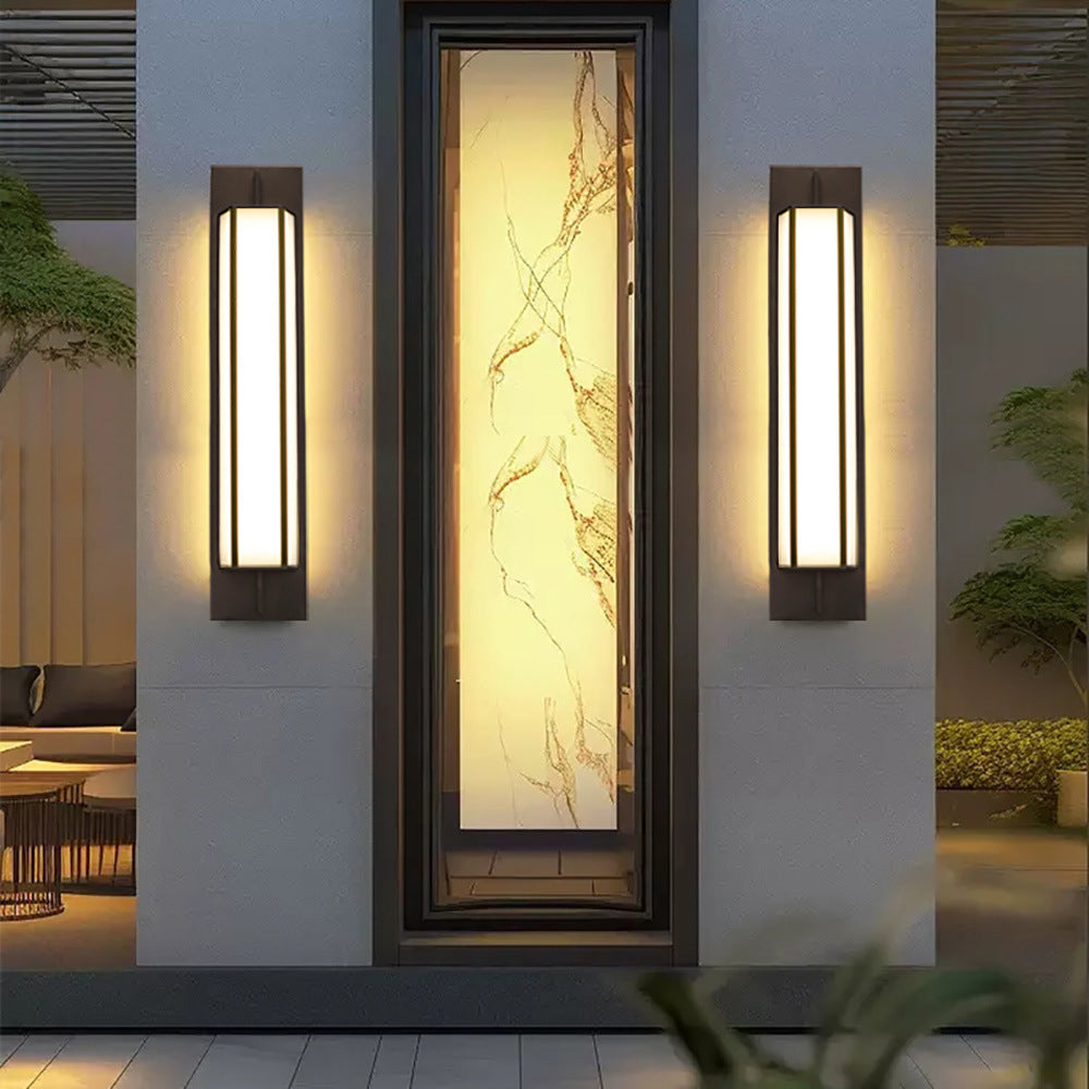 Modern Minimalist Long Square PMMA Stainless Steel LED Outdoor Wall Sconce Lamp For Garden
