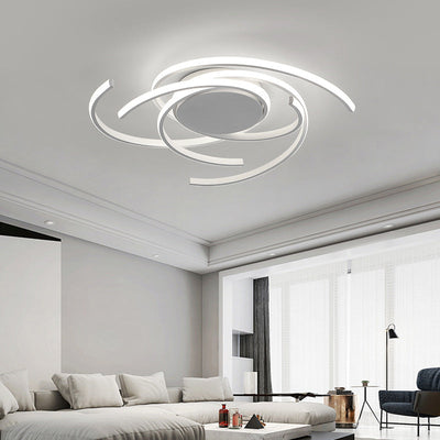 Plafonnier LED à montage affleurant en bande en spirale en aluminium minimaliste moderne pour chambre 