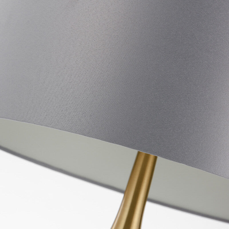 Abat-jour en tissu simple moderne, base en marbre gris, lampe de table à 1 lumière 