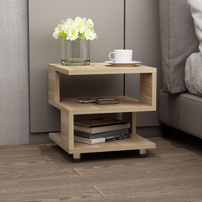 Table d'appoint contemporaine avec plateau carré en cube à 3 niveaux pour chevet 