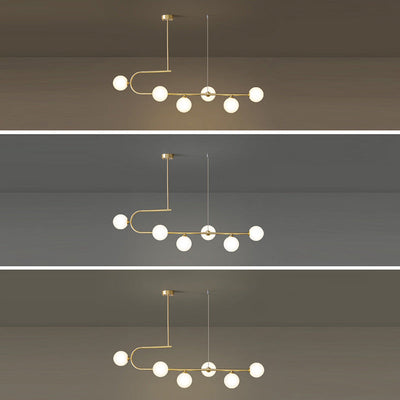 Zeitgenössischer Luxus-Kronleuchter mit rundem Kupferrahmen und Glasschirm, 4/6 Lichter, Inselleuchte für Esszimmer 