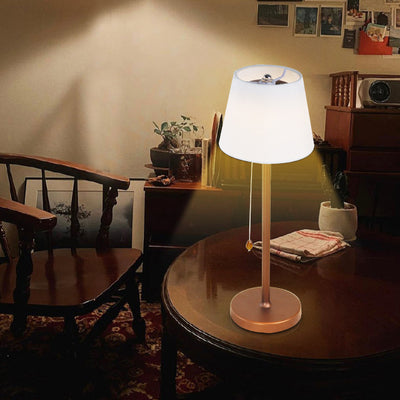 Modern Simplicity Fabric Aluminum Plastic Silica Cylinder LED Rechargeable Table Lamp For Bedside