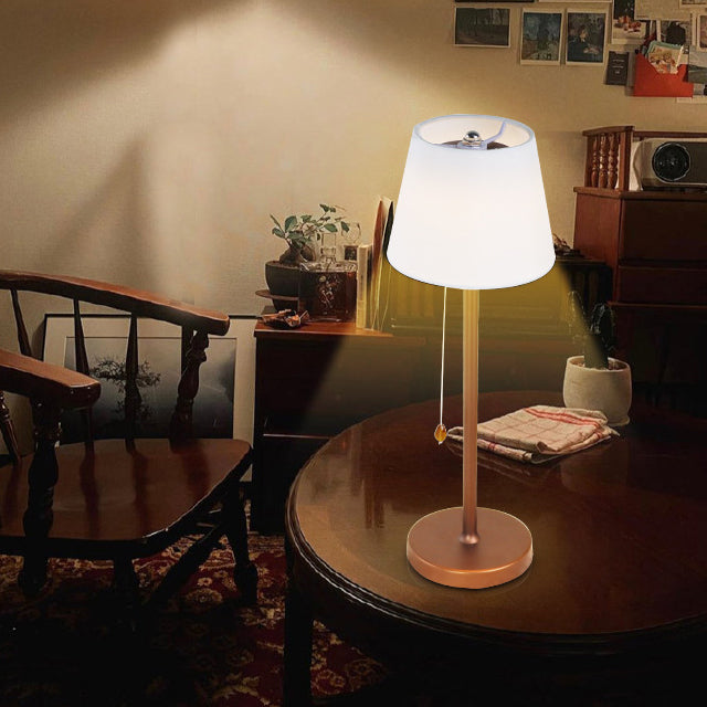 Modern Simplicity Fabric Aluminum Plastic Silica Cylinder LED Rechargeable Table Lamp For Bedside
