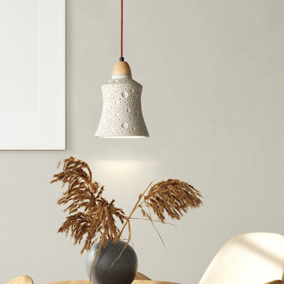 Zeitgenössische industrielle Kuppel konische Massivholz Zement 1-Licht Pendelleuchte für Wohnzimmer 