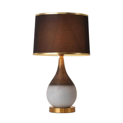 Contemporary Nordic Ceramic Fabric Cylinder 1-Light Table Lamp For Bedroom