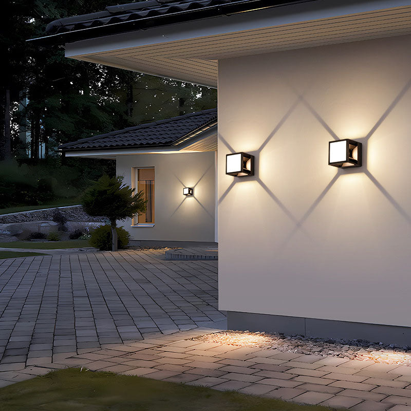 Applique murale LED en aluminium à rayures carrées solaires modernes et minimalistes pour jardin 