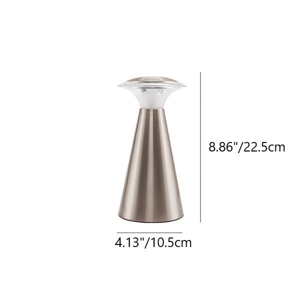 Moderne kreative Mushroom USB-LED-Tischlampe aus Edelstahl und Acryl in Säulenform für das Schlafzimmer 