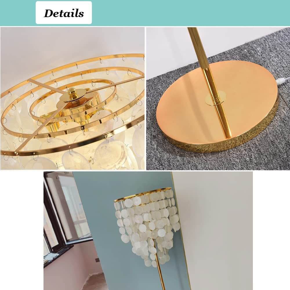 Modern Luxury Iron Seashell Column 3-Light Standing Floor Lamp For Living Room