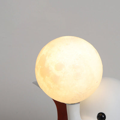 Lámpara de Mesa de 1 Luz de Resina con Elefante Creativo de Dibujos Animados y Luna 