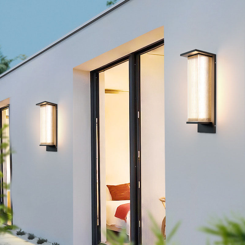 Modern Minimalist Solar Waterproof Rectangular Stainless Steel Acrylic LED Outdoor Wall Sconce Lamp For Outdoor Patio