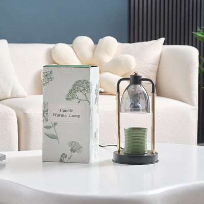 Lámpara de mesa rectangular nórdica contemporánea de hierro y vidrio cónico de 1 luz con cera derretida para dormitorio 