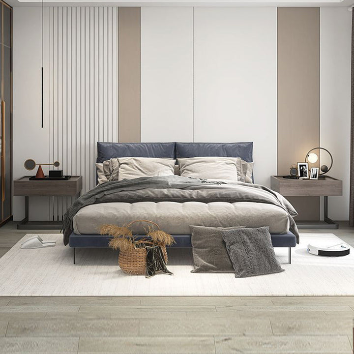 Modern Minimalist Rectangular MDF Steel Nightstand 1-Drawer For Bedroom