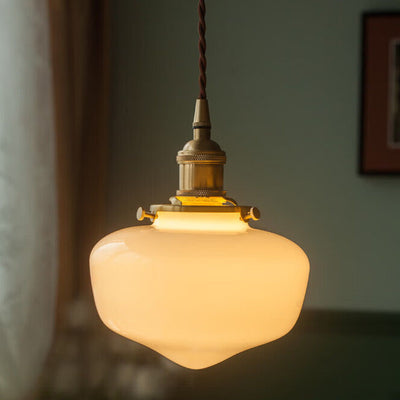 Nordic Vintage Lantern Brass Glass 1-Light Pendant Light