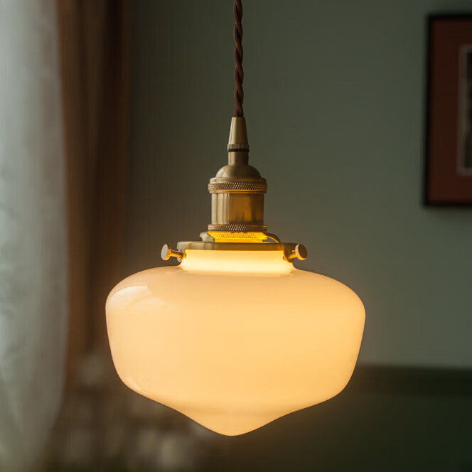 Nordic Vintage Lantern Brass Glass 1-Light Pendant Light