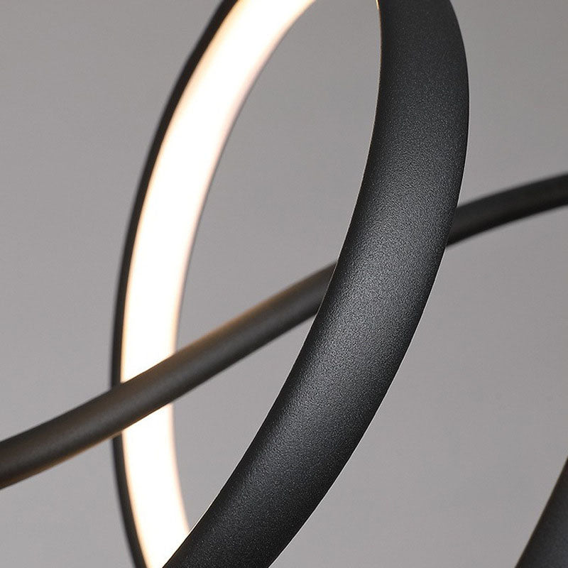 Lustre LED en aluminium et silice avec lignes ondulées minimalistes modernes pour salle à manger 