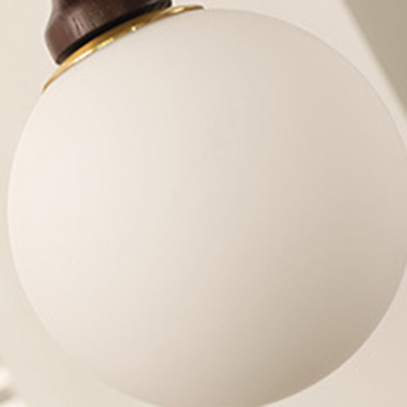 Applique murale contemporaine rétro en bois, aluminium et verre avec boule à 1 lumière pour chambre 