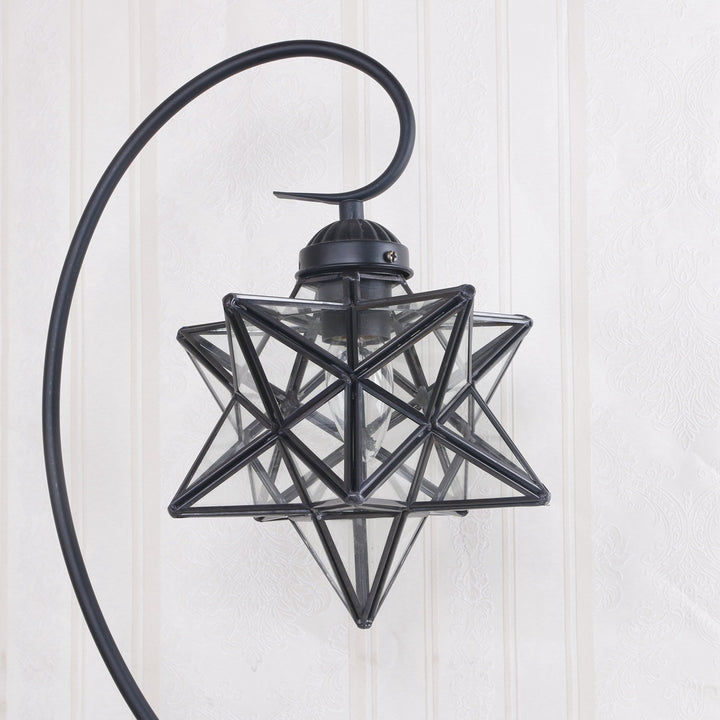 Contemporary Creative Pentagram Iron Glass 1-Light Table Lamp For Bedroom