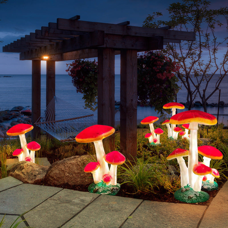 Moderne Art Deco Solar Wasserdichte Pilz Harz Glasfaser LED Landschaft Beleuchtung Außen Licht Für Garten 
