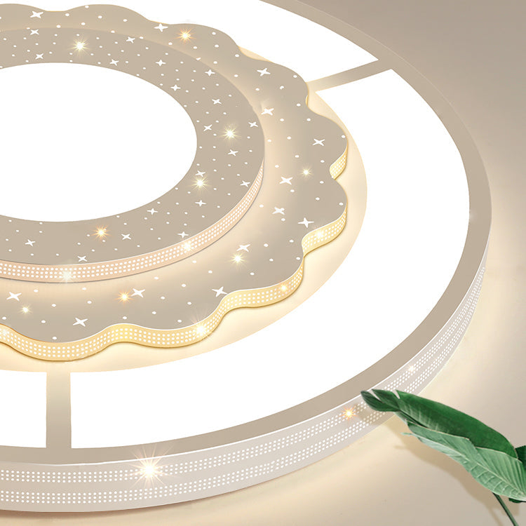 Zeitgenössische Einfachheit Sternenhimmel Dekor Blume Rand Acryl Runde Schatten LED Unterputz Deckenleuchte Für Wohnzimmer 