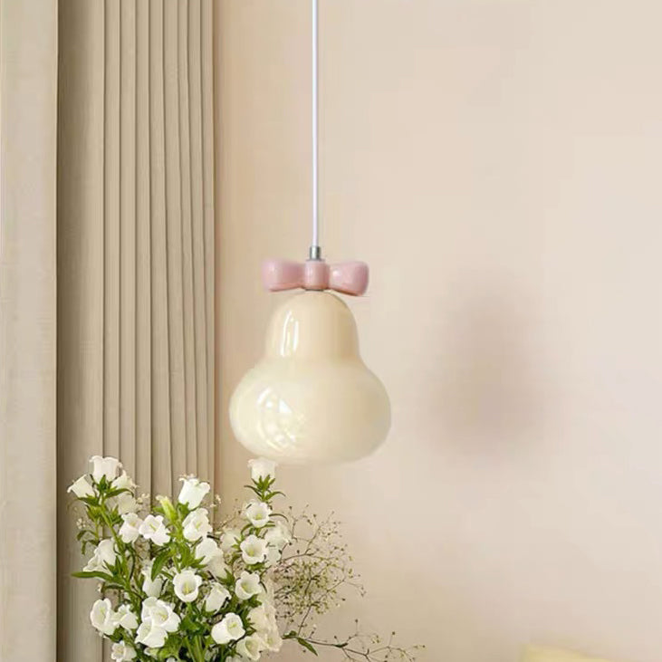 Moderne Art déco Bow Bells Fer Céramique Verre Suspension 1 Lumière Pour Salon 