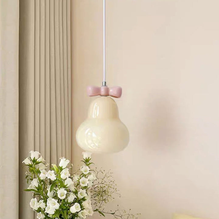 Moderne Art déco Bow Bells Fer Céramique Verre Suspension 1 Lumière Pour Salon 