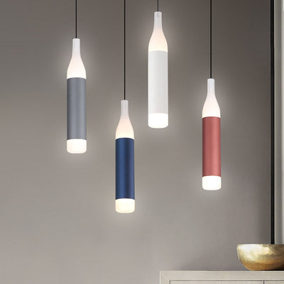 Scandinavian Modern Creative Wine Bottle Aluminum Acrylic LED Pendant Light