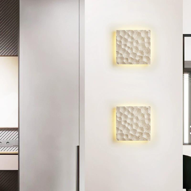 Zeitgenössische kreative Stein quadratische LED-Wandleuchte Lampe für Wohnzimmer 