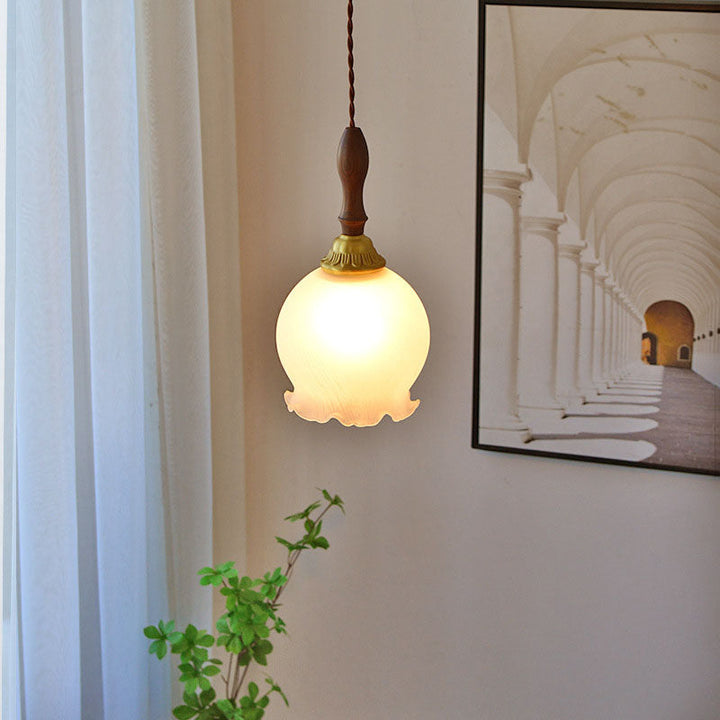 Traditional Vintage Pod Glass Wood Copper 1/2/3 Light Chandelier For Dining Room
