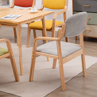 Chaise de salle à manger en tissu moderne simplicité bois éponge carrée dossier accoudoir pour salle à manger 