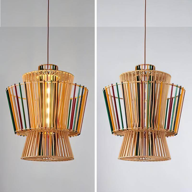 Modern Rustic Wood Weaving 1-Light Pendant Light