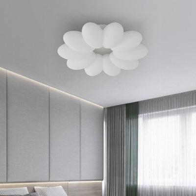 Zeitgenössische kreative florale Eisen PVC LED Semi-Flush Mount Deckenleuchte für Wohnzimmer 
