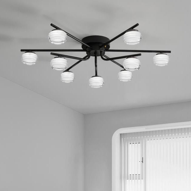 Plafonnier LED semi-encastré moderne minimaliste en acrylique et cuivre rond avec branche pour salon 