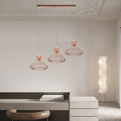Zeitgenössische Nordic Line Kürbis Eisen 1/3 Licht Insel Licht Kronleuchter für Esszimmer 