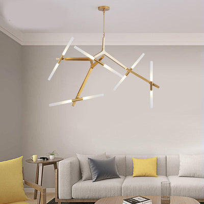 Moderne minimalistische dendritische Legierung Eisen Acryl 10/16 Licht Kronleuchter für Wohnzimmer 