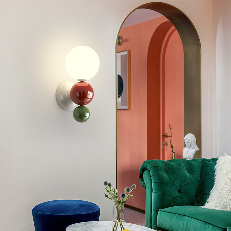 Applique murale moderne pour enfants en fer forgé style crème avec une sphère et une lumière 