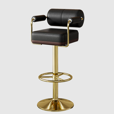 Tabouret de bar cylindrique carré en alliage d'aluminium éponge en cuir minimaliste moderne avec dossier et accoudoir pour cuisine 