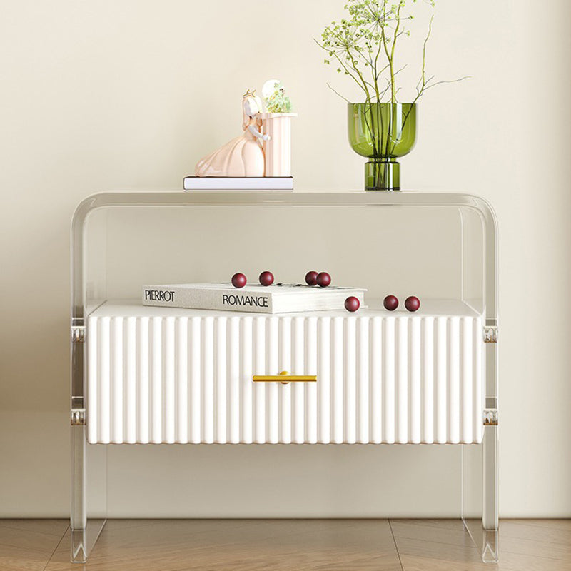 Table de chevet moderne de luxe rectangulaire en acrylique verre trempé bois massif 1 tiroir pour chambre 