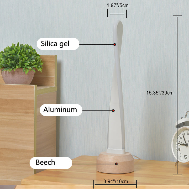 Lampe de table LED en aluminium et silice avec bande elliptique en spirale japonaise traditionnelle pour chevet 