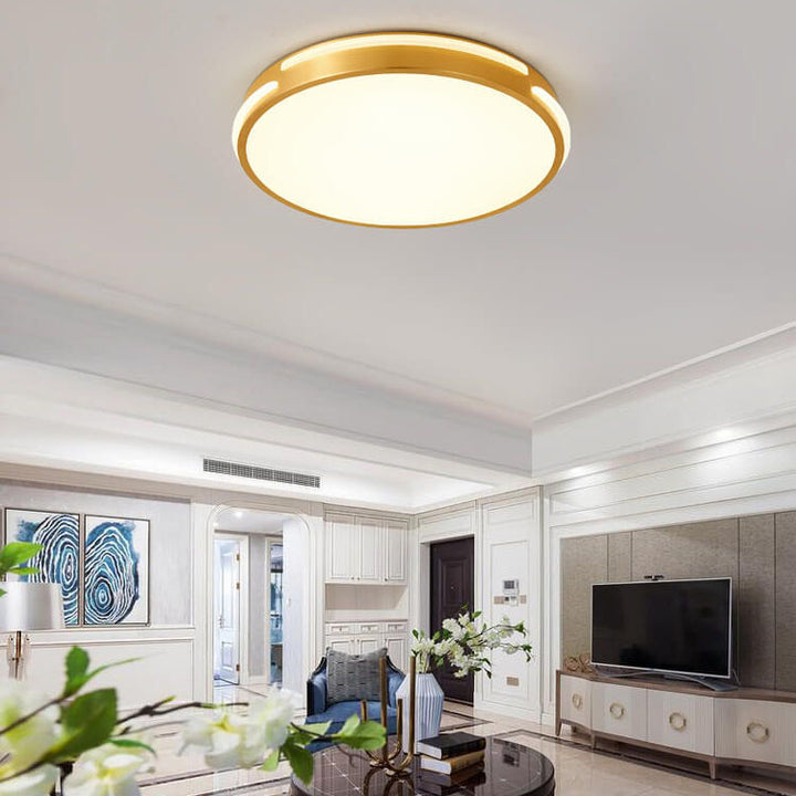Plafón de techo LED redondo moderno y minimalista en oro, de cobre y acrílico, para salón 