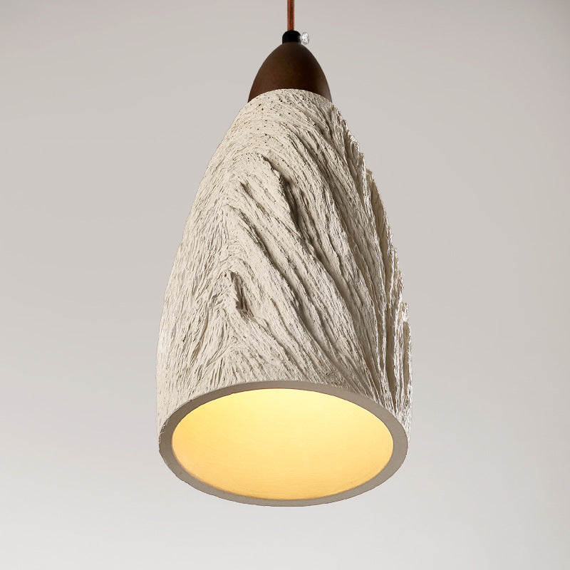 Lampe suspendue à 1 lumière en bois massif en ciment cylindrique traditionnel japonais pour chambre 