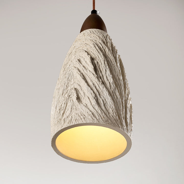 Lampe suspendue à 1 lumière en bois massif en ciment cylindrique traditionnel japonais pour chambre 