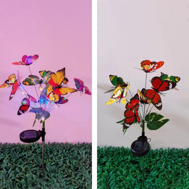 Moderne Art Deco Wasserdichte Solar PVC Edelstahl Schmetterling LED Landschaft Beleuchtung Außen Licht Für Garten 