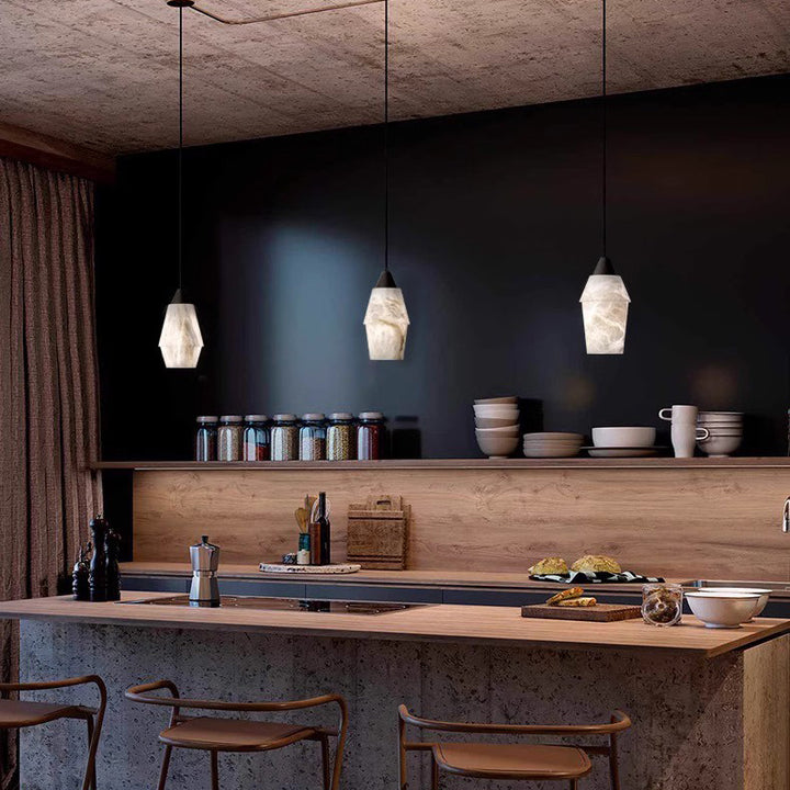 Suspension moderne minimaliste en cuivre et marbre à 1 lumière pour chambre 