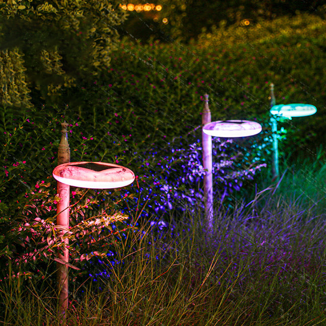 Éclairage extérieur de jardin LED rond étanche solaire traditionnel chinois en ABS 
